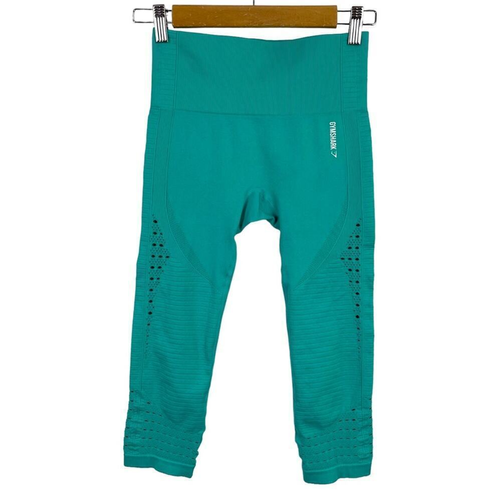Gymshark Energy Seamless Cut Out Cropped Leggings Teal Size Small